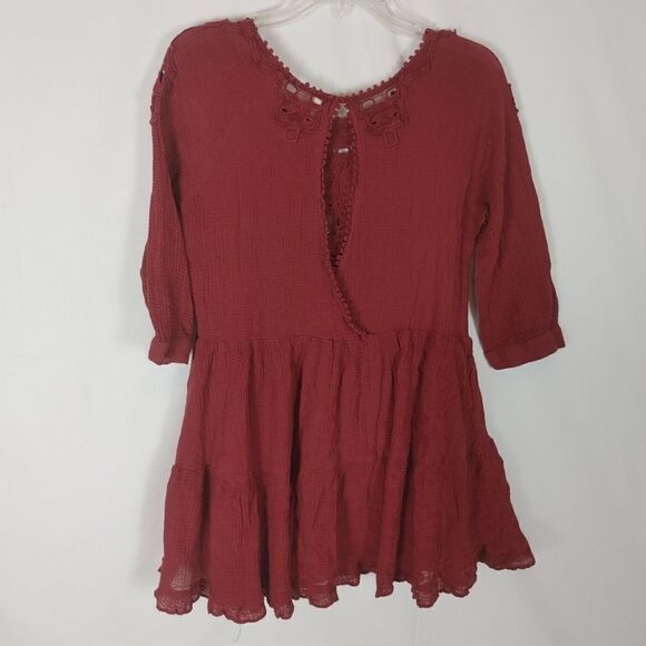 FREE PEOPLE Cut-Out Detail Lace Trim Mini Dress Sc - Picture 3 of 8